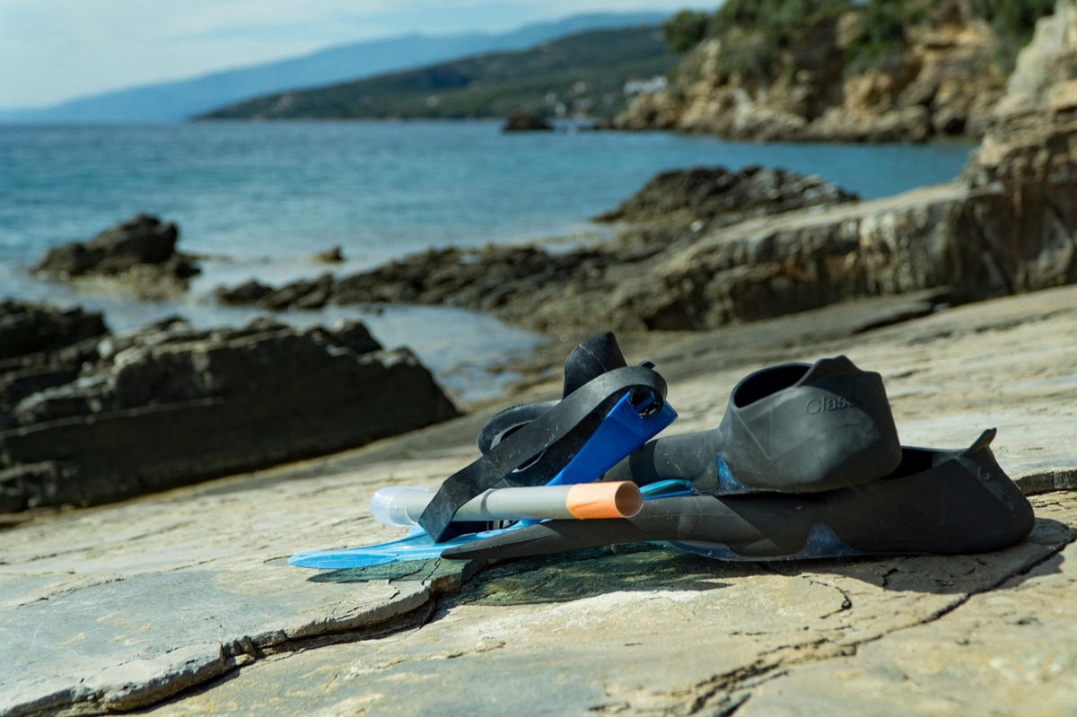 Hawaii beach with snorkel gear
