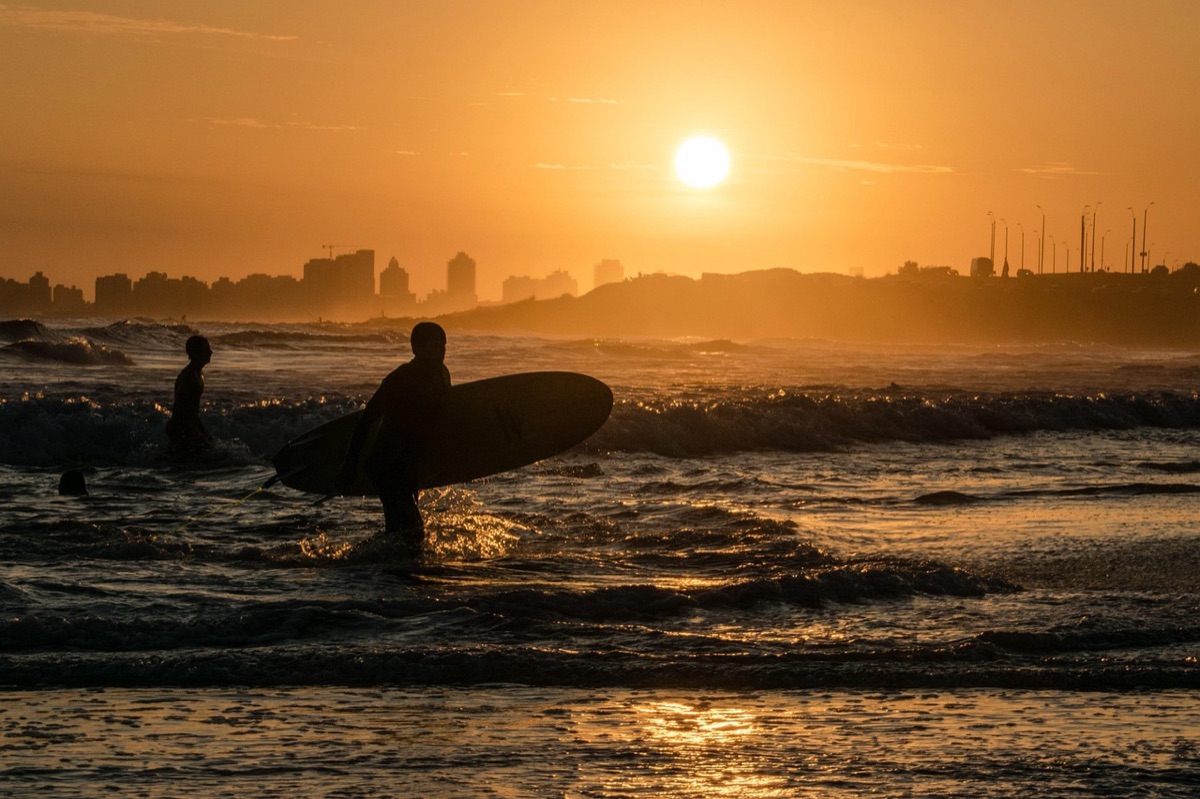 Hawaiian beach with surfboard